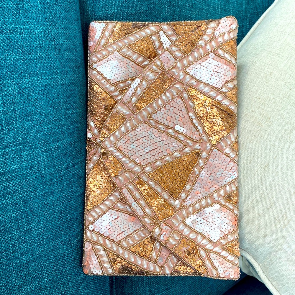 Rose gold envelope purse